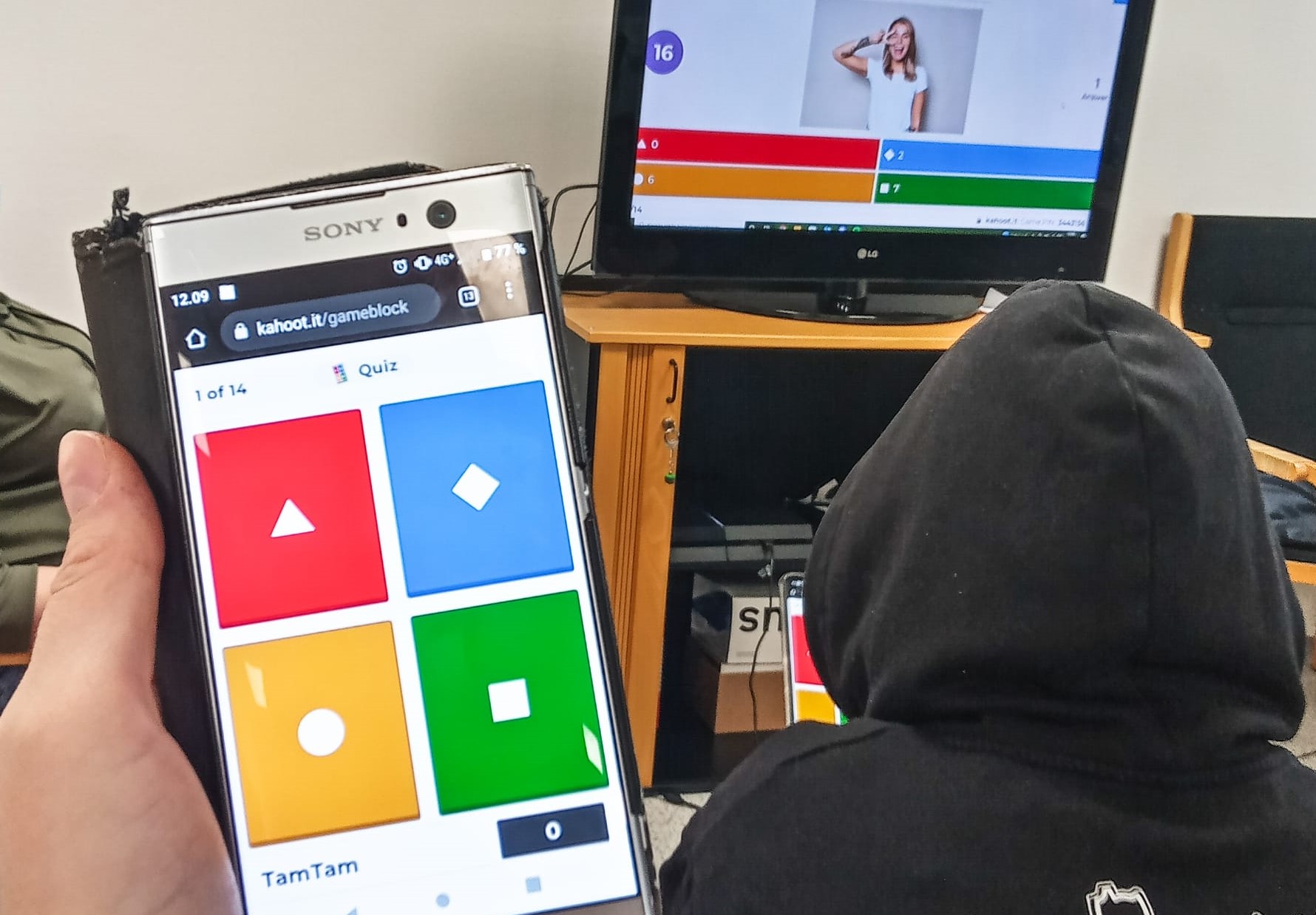 Hankkeen osallistujien tekemä Kahoot-tietovisa käynnissä.
