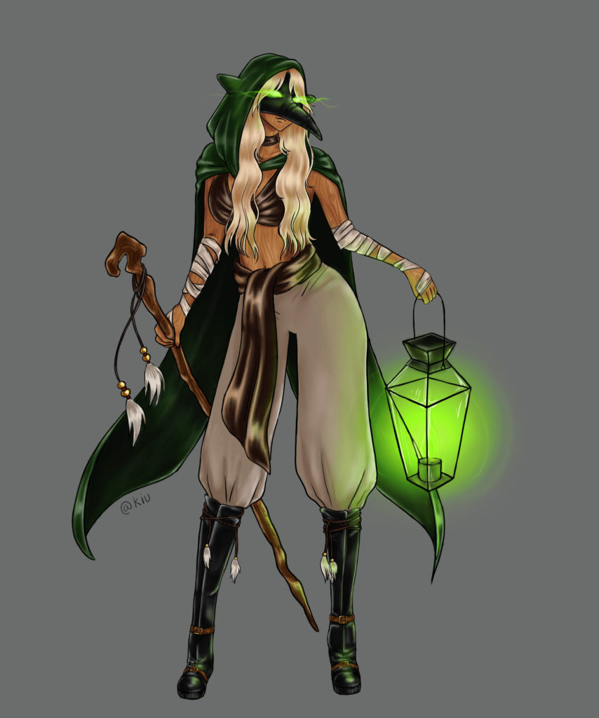 Kuva tilaustyönä olleesta DnD-pelihahmosta, jonka Lilja teki striimissä. 